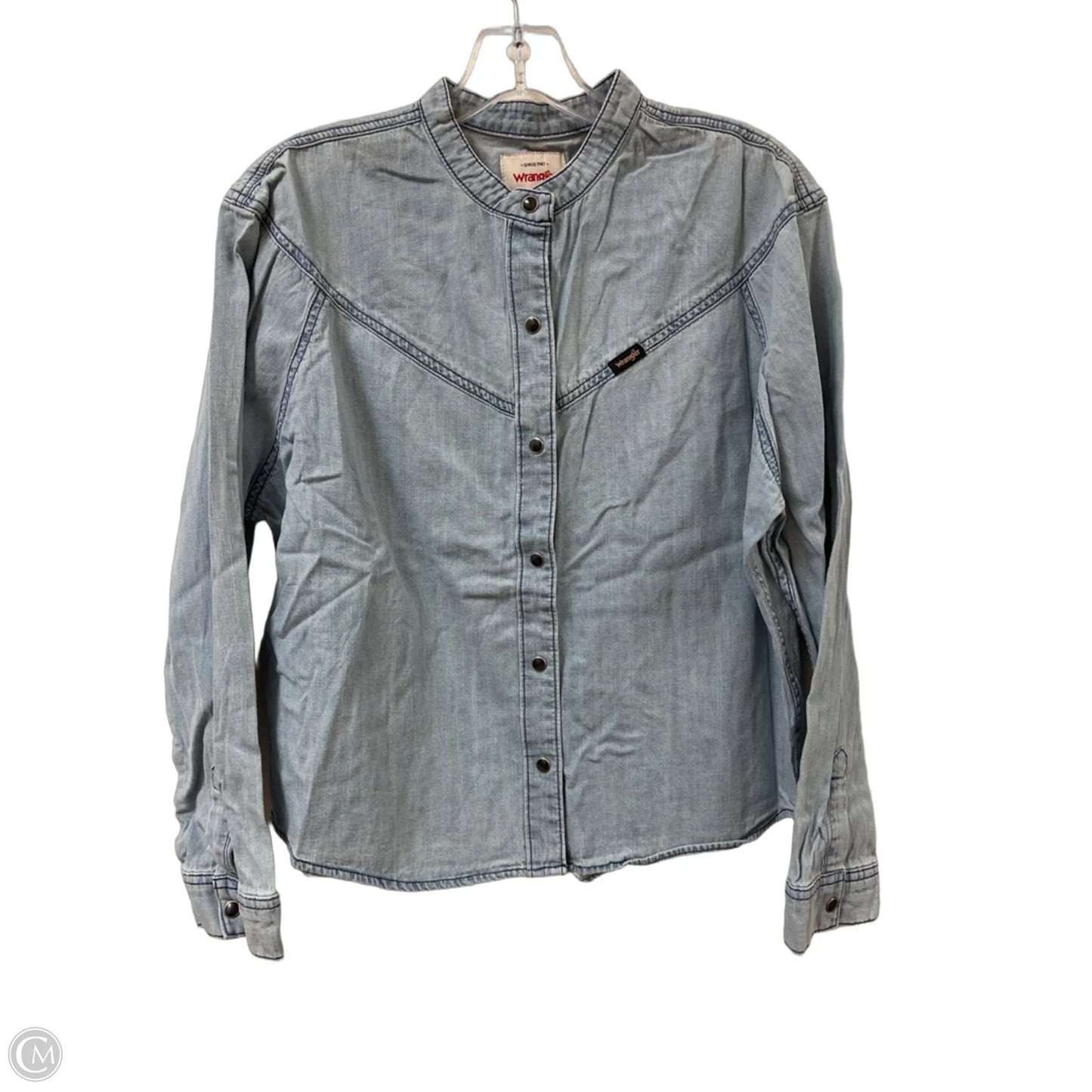 Top Long Sleeve By Wrangler In Blue, Size: M