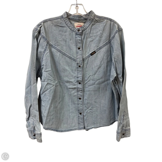 Top Long Sleeve By Wrangler In Blue, Size: M