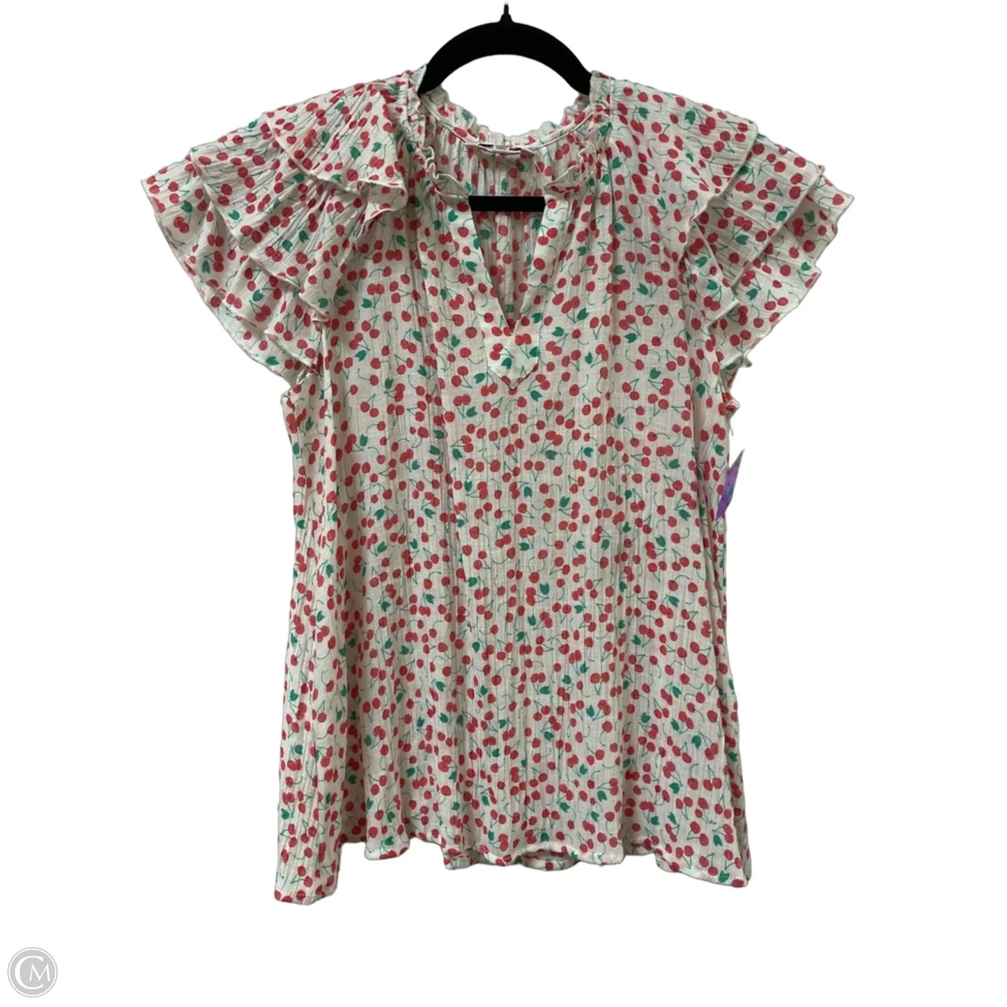 Top Short Sleeve By Nanette By Nanette Lepore In Red & White, Size: M