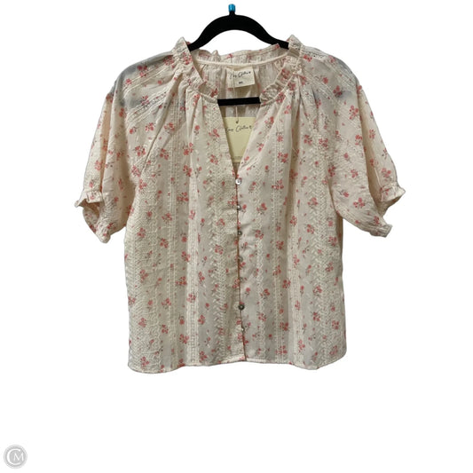 Blouse Short Sleeve By Clothes Mentor In Cream, Size: M