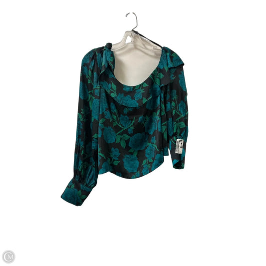 Blouse Long Sleeve By Free People In Black & Green, Size: S