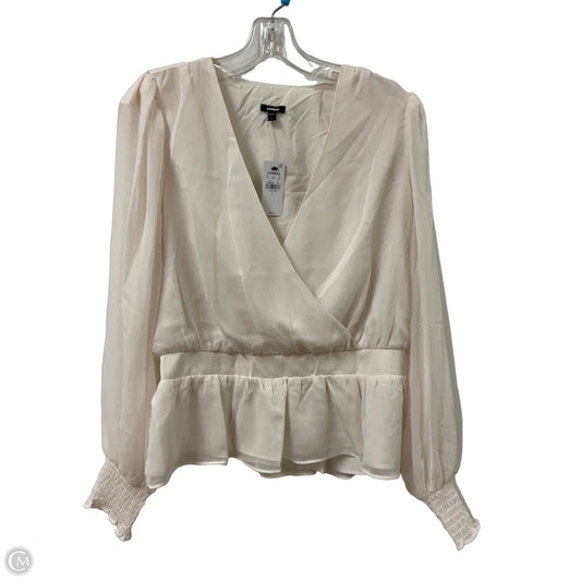 Top Long Sleeve By Express In Cream, Size: L