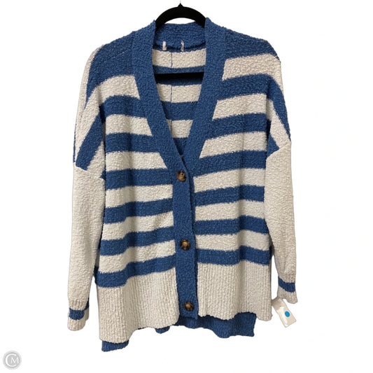 Cardigan By Clothes Mentor In Blue & White, Size: M