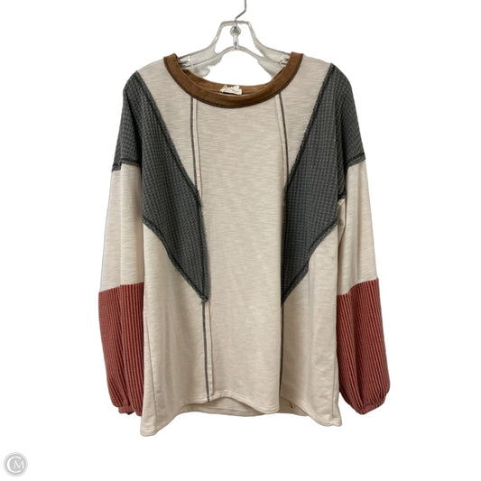 Top Long Sleeve By Bibi In Cream, Size: Xl