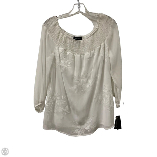 Top Long Sleeve By Ab Studio In Cream, Size: L