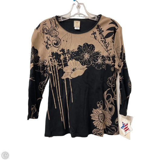 Top Long Sleeve By Jess And Jane In Black & Brown, Size: M
