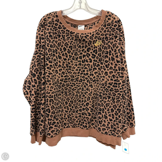Athletic Sweatshirt Crewneck By Nike In Animal Print, Size: 3x