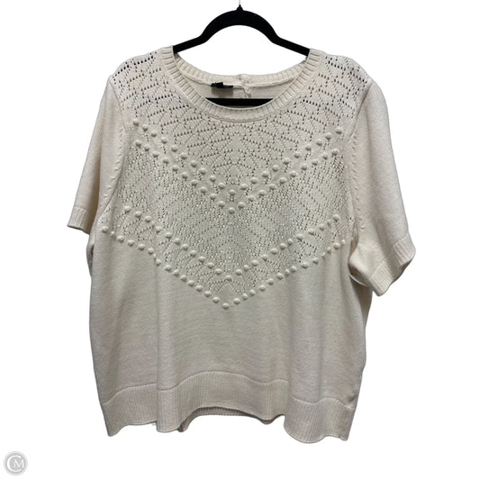 Sweater Short Sleeve By Talbots In Cream, Size: 3x