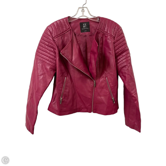 Jacket Moto By New York And Co In Red, Size: L