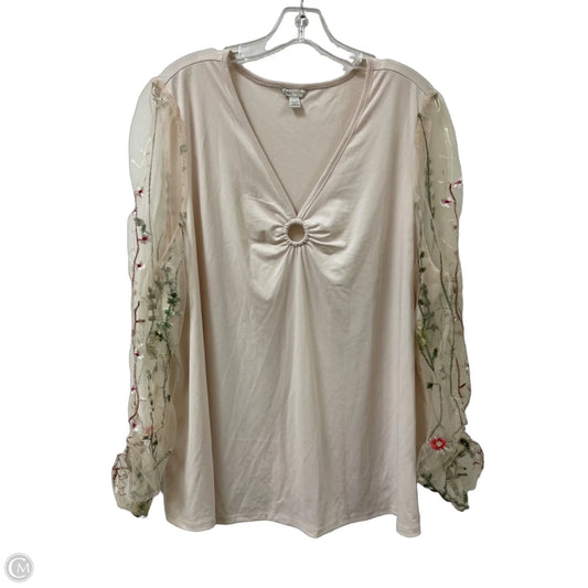 Top Long Sleeve By Cato In Cream, Size: 3x