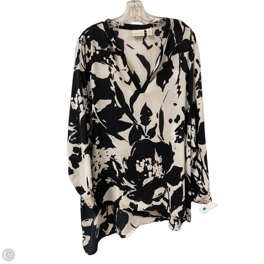 Top Long Sleeve By Chicos In Black & Cream, Size: Xl