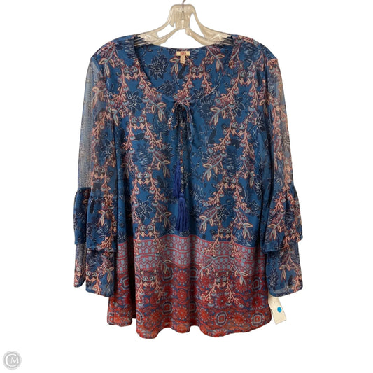 Top Long Sleeve By Reba In Blue, Size: L