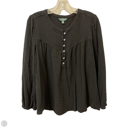 Top Long Sleeve By Terra & Sky In Black, Size: Xl