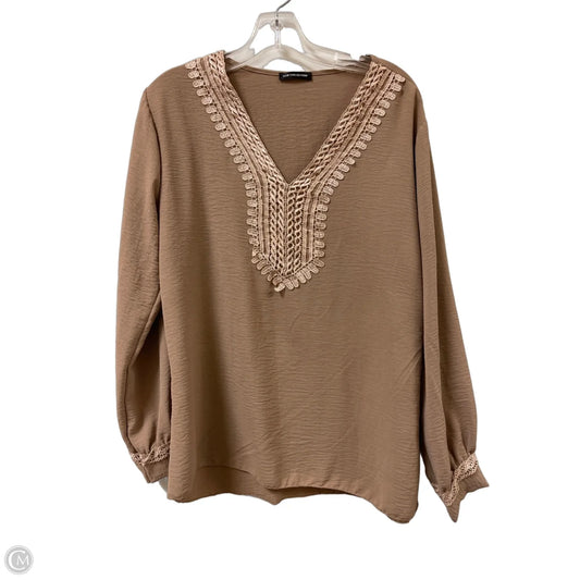 Top Long Sleeve By Clothes Mentor In Tan, Size: Xl
