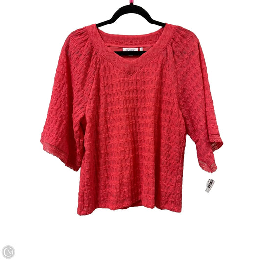 Blouse Short Sleeve By Chicos In Pink, Size: M