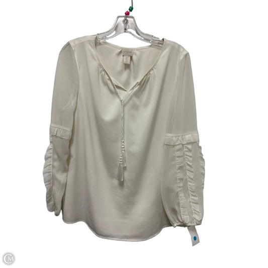Blouse Long Sleeve By Chicos In Cream, Size: Mp