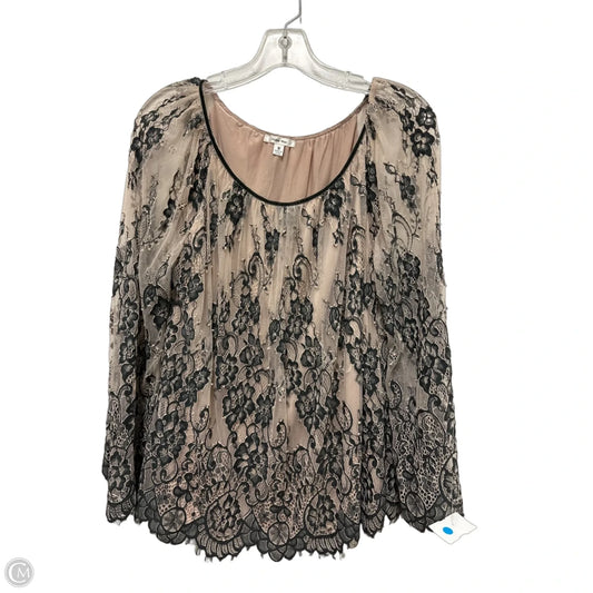 Top Long Sleeve By Sophie Max In Cream & Grey, Size: M