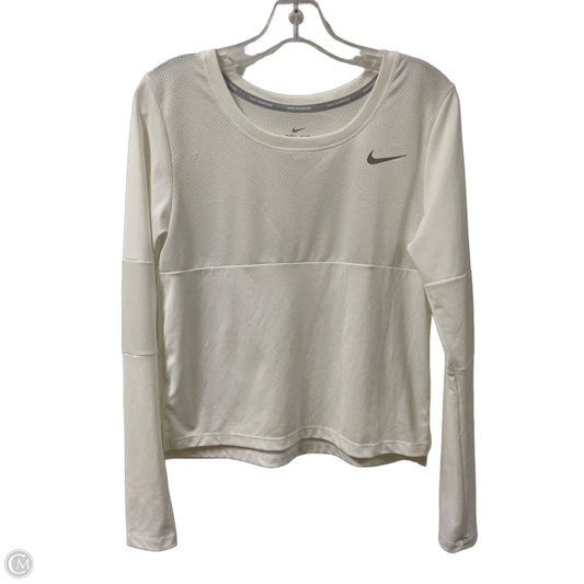 Athletic Top Long Sleeve Crewneck By Nike In Cream, Size: S