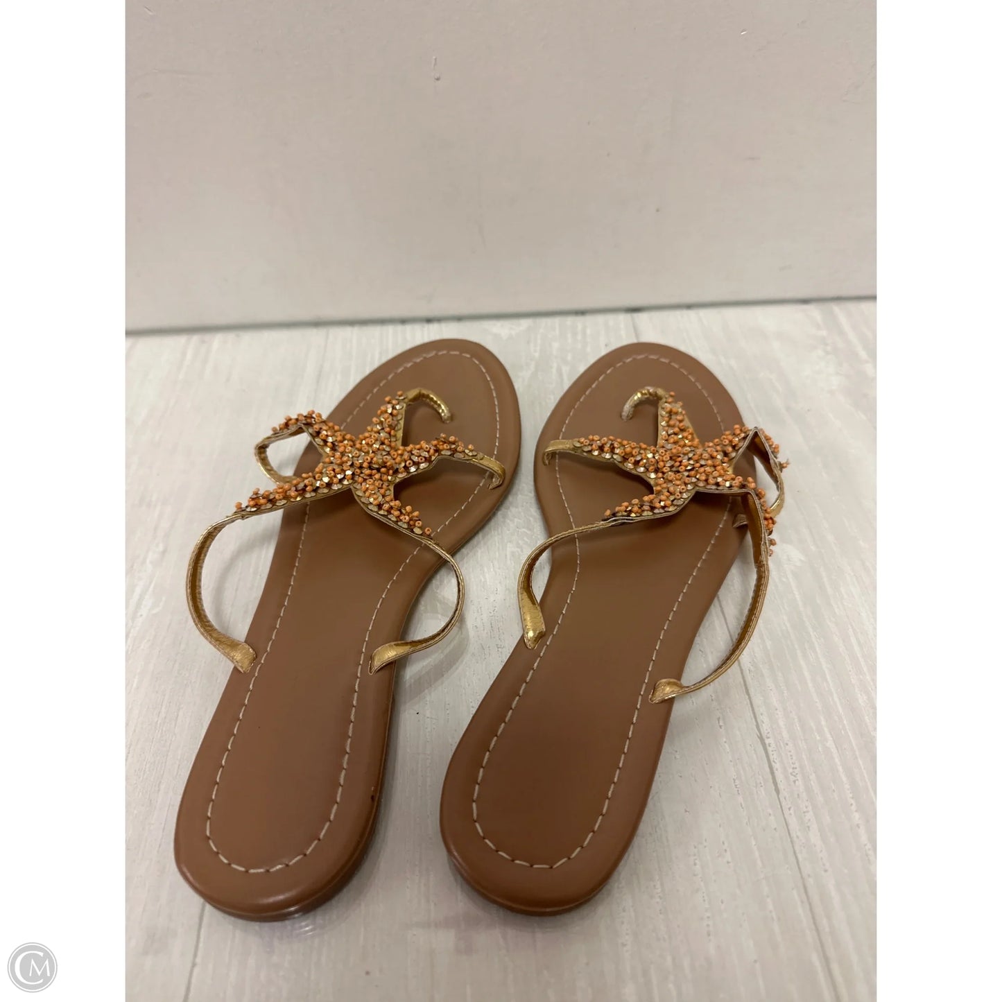 Sandals Flats By Clothes Mentor In Gold, Size: 8