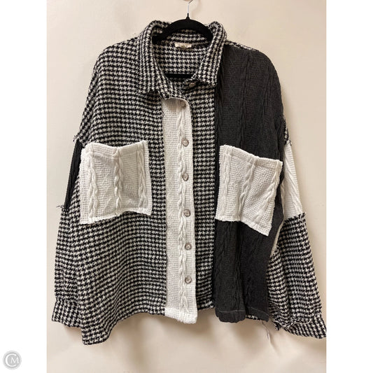 Jacket Shirt By Pol In Black & White, Size: L