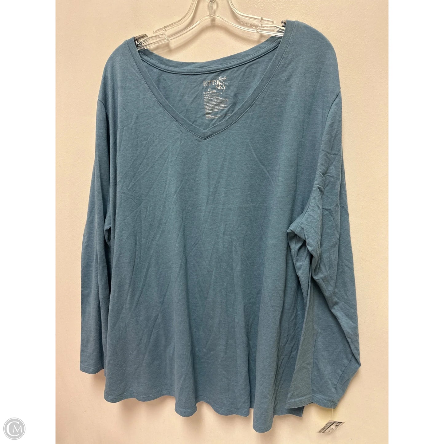 Top Long Sleeve By Terra & Sky In Blue, Size: 3x