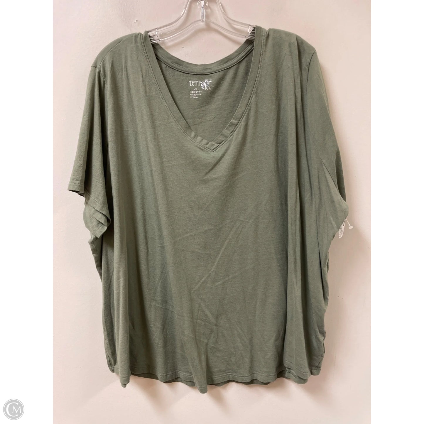 Top Short Sleeve By Terra & Sky In Green, Size: 4x
