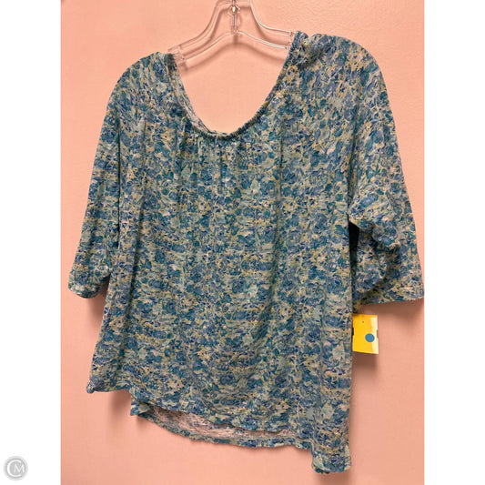 Top Long Sleeve By J. Jill In Black & Green, Size: 2x