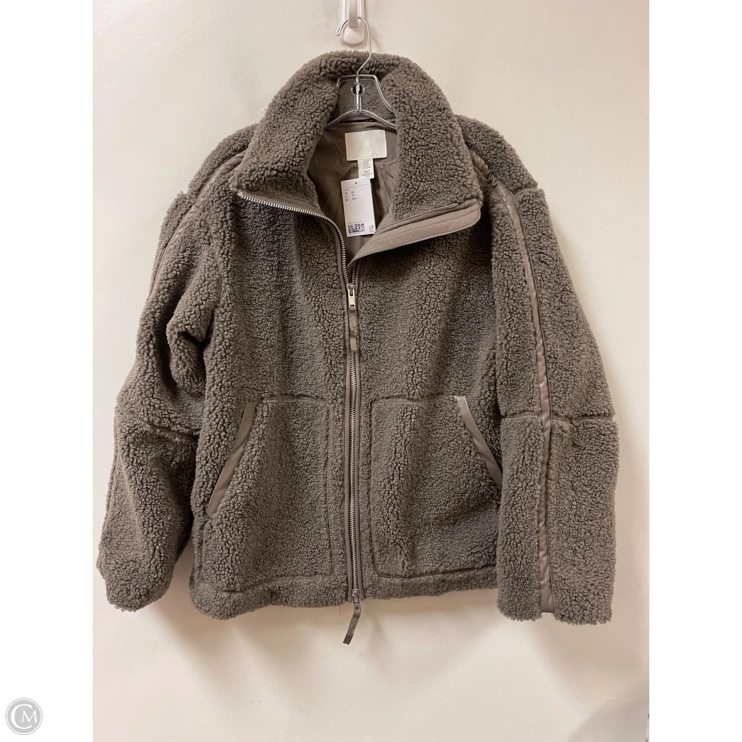 Jacket Faux Fur & Sherpa By H&m In Grey, Size: Xs