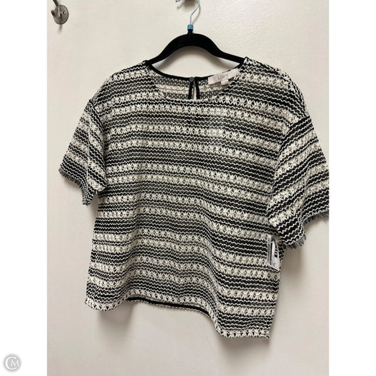 Top Short Sleeve By Loft In Black & Cream, Size: M