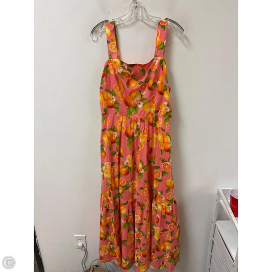 Dress Casual Maxi By Talbots In Pink & Yellow, Size: M