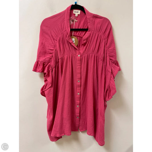 Blouse Short Sleeve By Bibi In Pink, Size: Xl