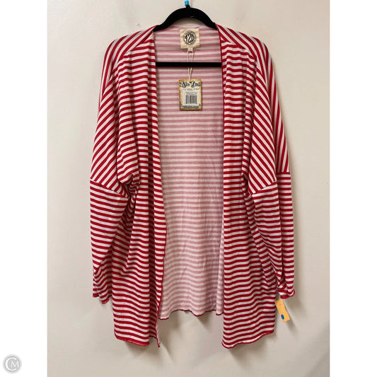 Sweater Cardigan By Clothes Mentor In Red & White, Size: L