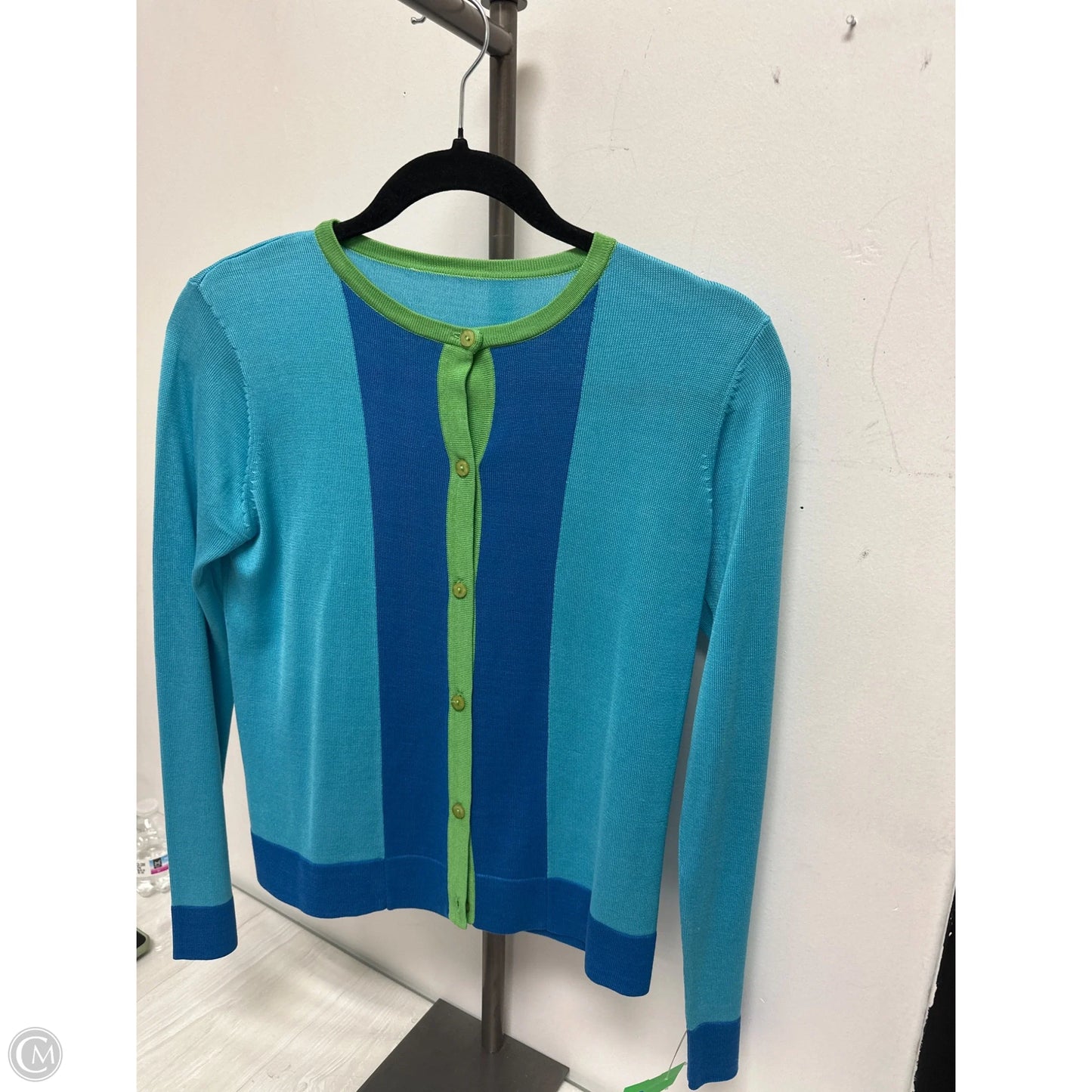 Sweater Cardigan By Clothes Mentor In Blue & Green, Size: S