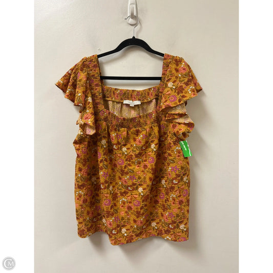 Top Sleeveless By Loft In Yellow, Size: 2x