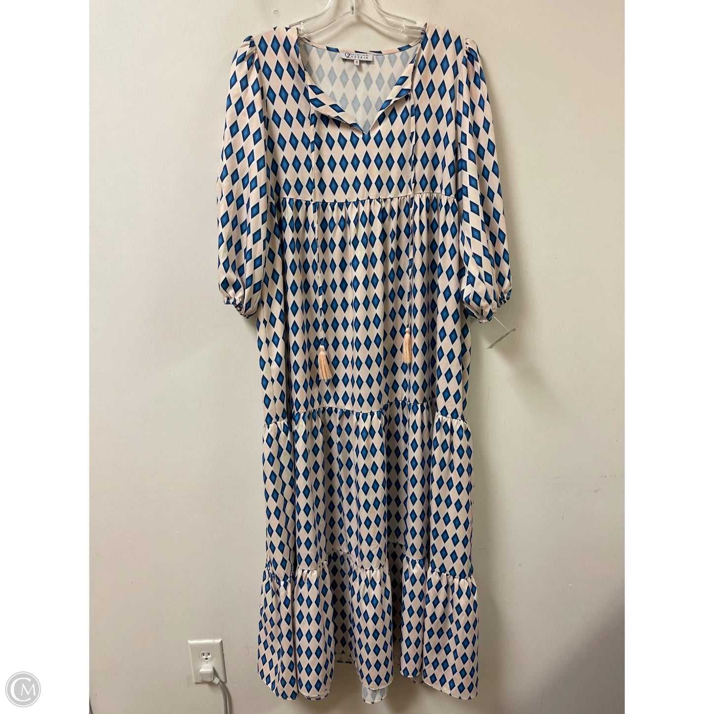 Dress Casual Maxi By Clothes Mentor In Blue & Cream, Size: S