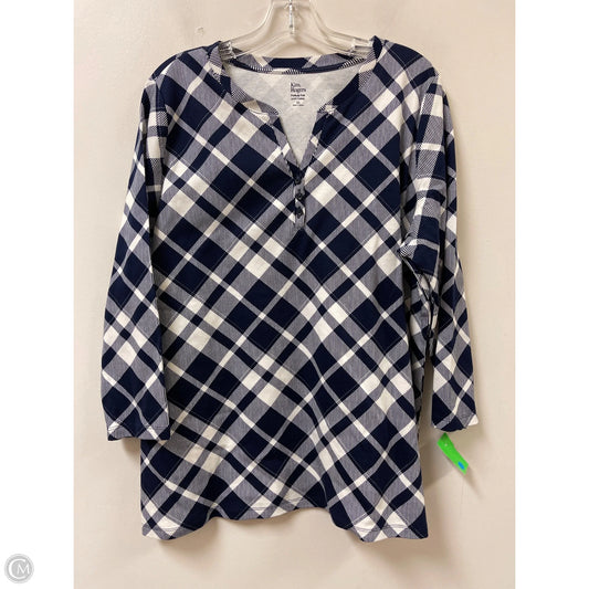 Top Long Sleeve By Kim Rogers In Blue & White, Size: Xl