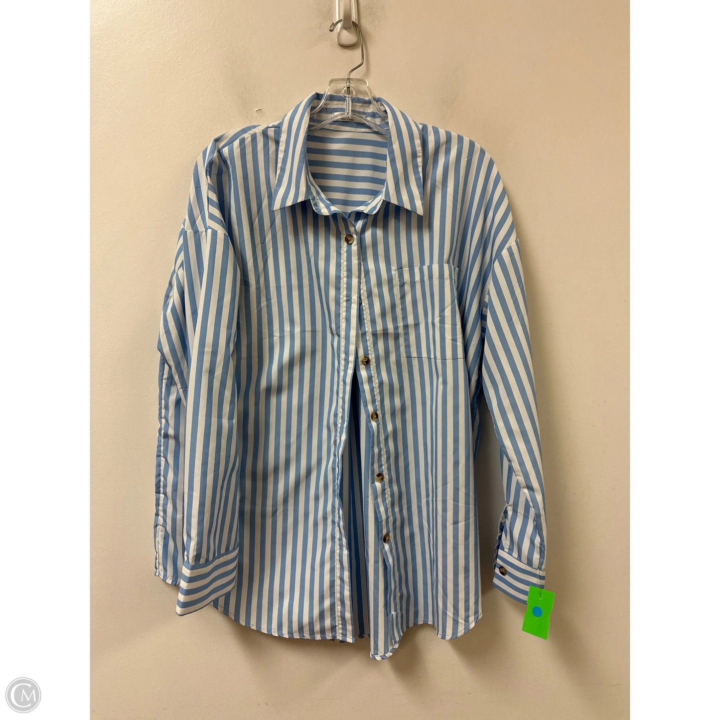 Blouse Long Sleeve By Clothes Mentor In Blue, Size: L