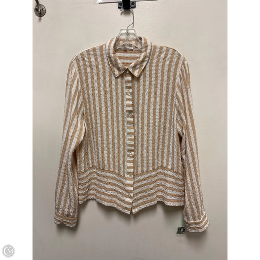 Top Long Sleeve By Jane And Delancey In Tan & White, Size: S