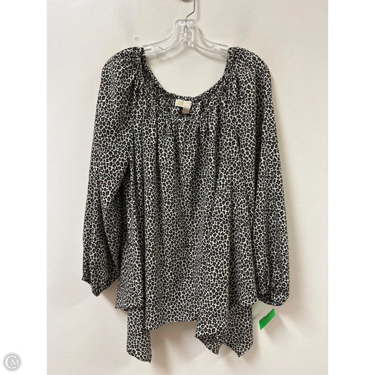 Top Long Sleeve By Michael By Michael Kors In Leopard Print, Size: 2x