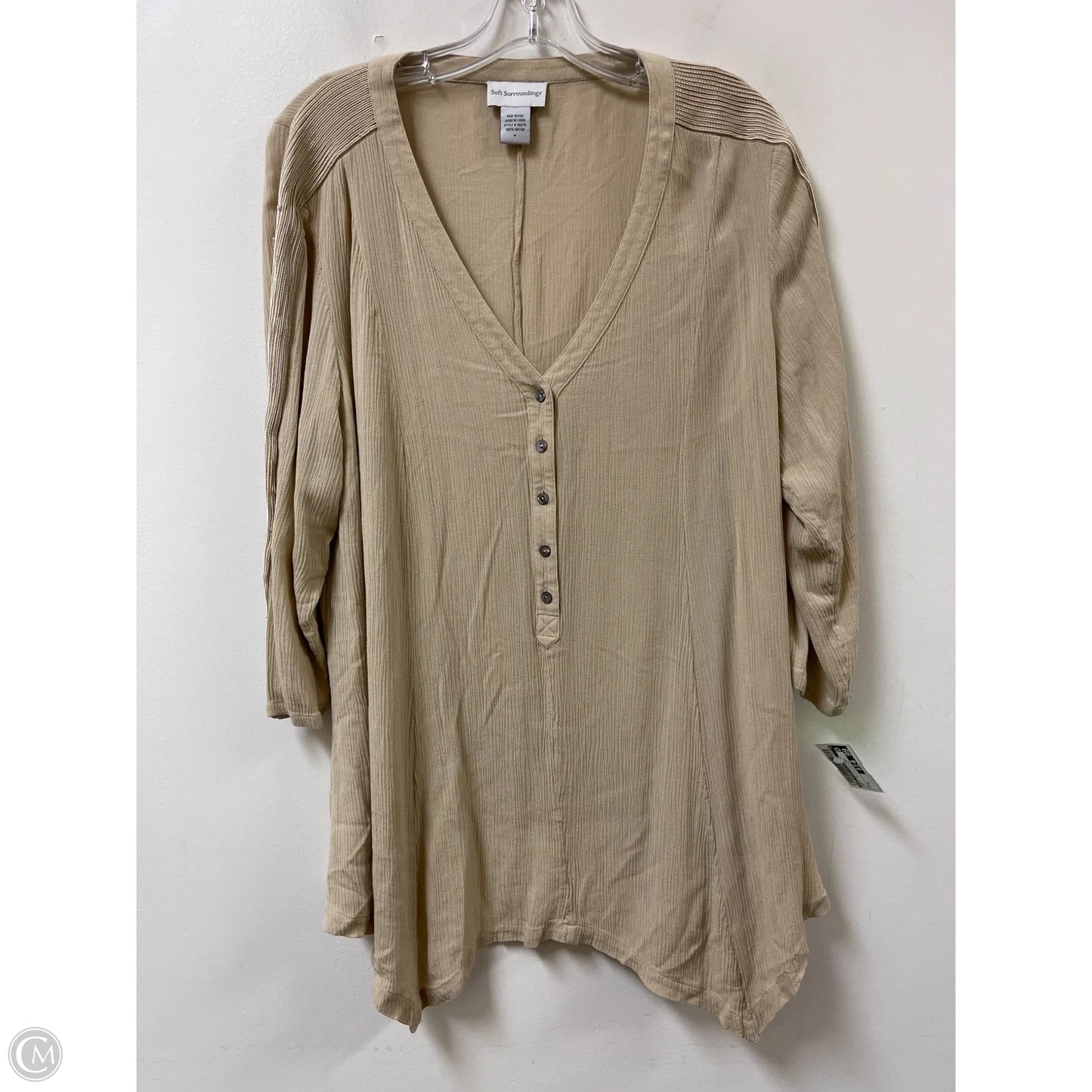 Tunic Long Sleeve By Soft Surroundings In Tan, Size: M