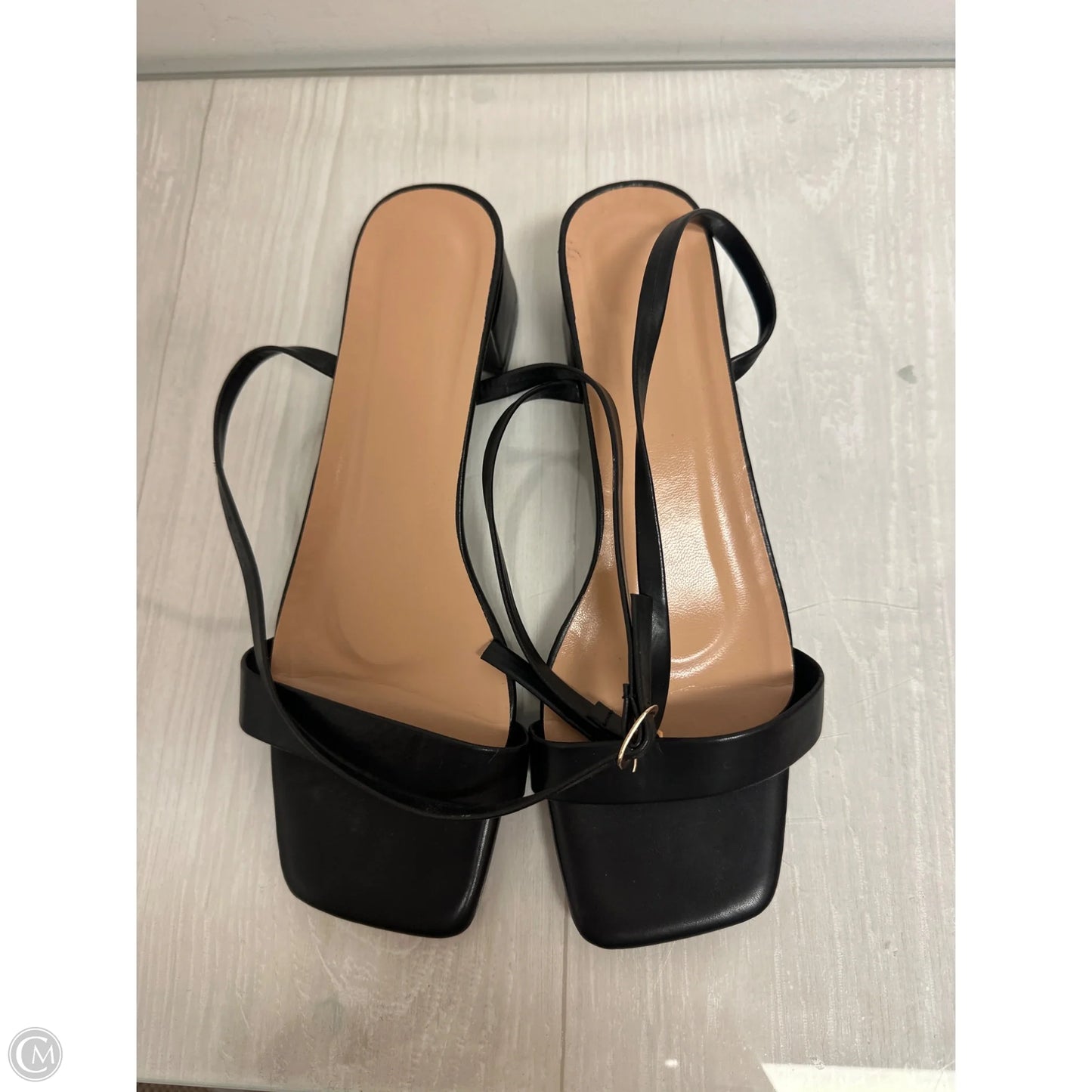 Sandals Heels Block By Clothes Mentor In Black, Size: 10.5