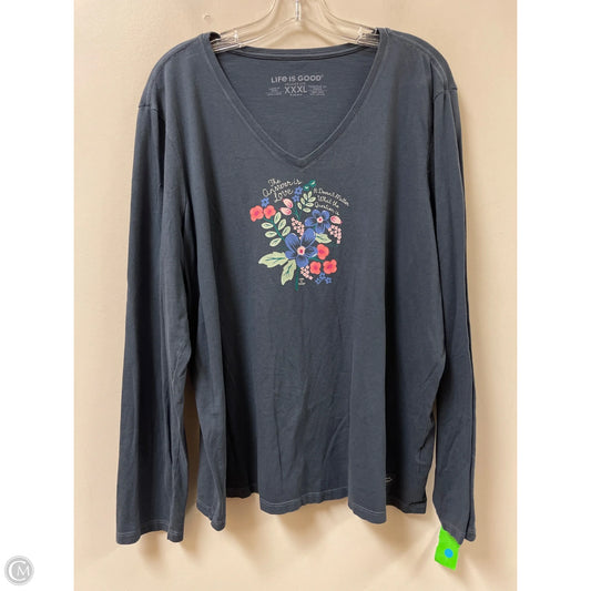 Top Long Sleeve By Life Is Good In Blue, Size: 3x