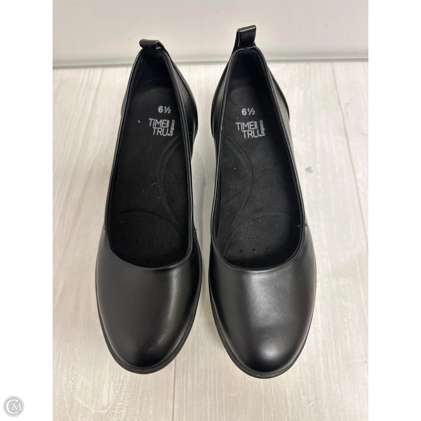Shoes Heels Wedge By Time And Tru In Black, Size: 6.5