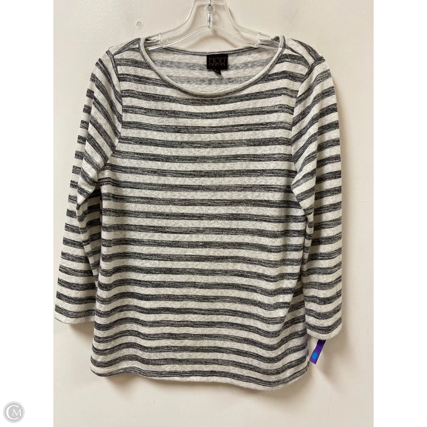 Top Long Sleeve By Mod In Striped Pattern, Size: M