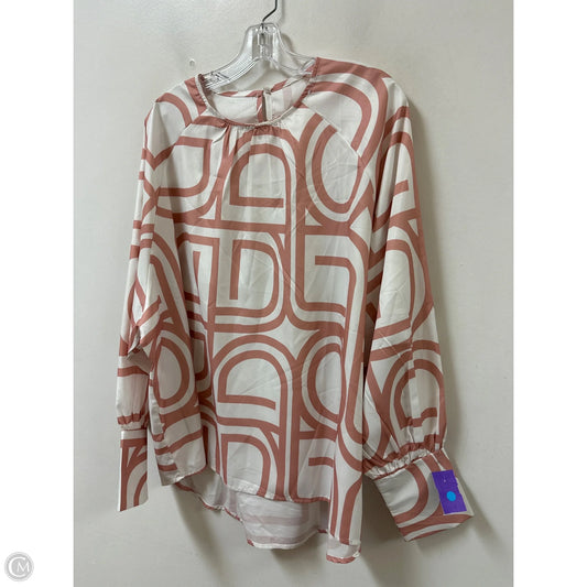 Top Long Sleeve By Clothes Mentor In Pink & White, Size: Xl