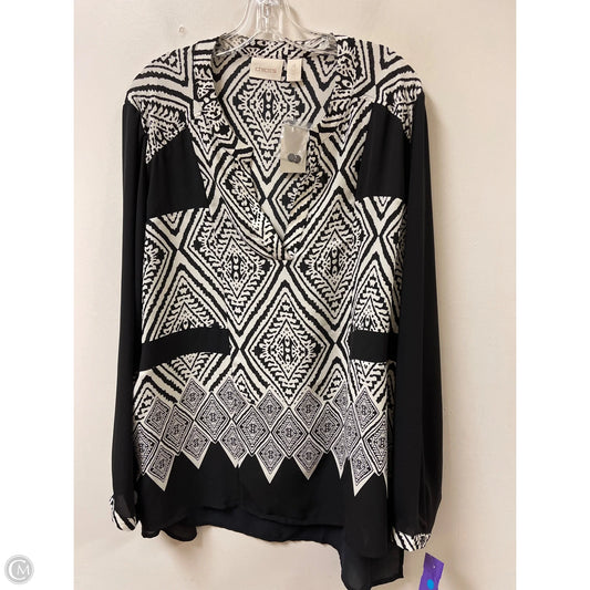 Top Long Sleeve By Chicos In Black & White, Size: 2x