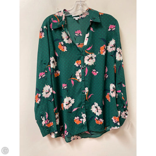 Blouse Long Sleeve By Express In Green, Size: Xl
