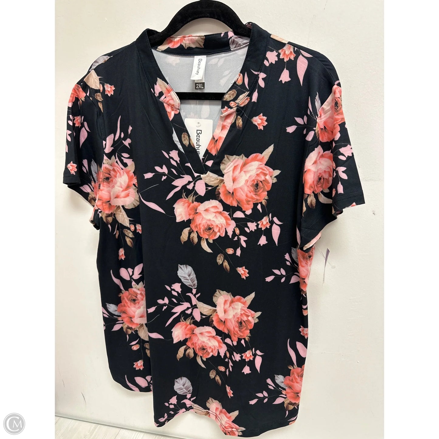 Top Short Sleeve By Clothes Mentor In Floral Print, Size: 2x