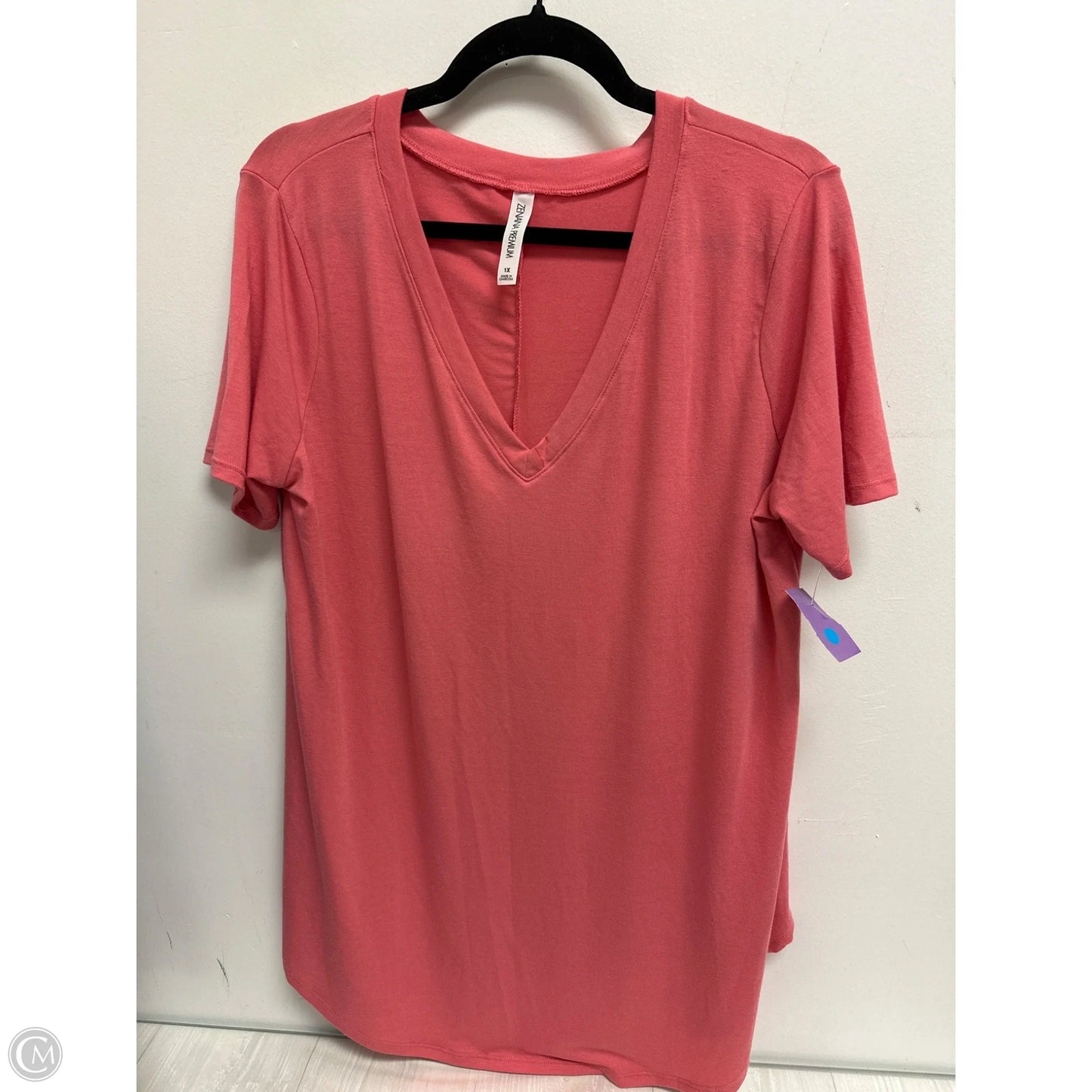 Top Short Sleeve By Zenana In Pink, Size: 1x