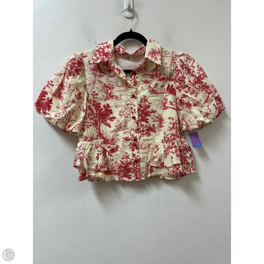 Top Short Sleeve By Tcec In Cream & Red, Size: M